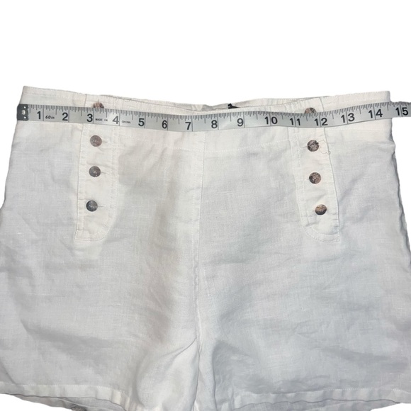 Biton Key West Linen Sailor Shorts Front Button High Waist in Ivory Size 6 - Picture 8 of 9
